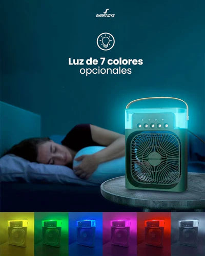 Ventilador Enfriador Humidificador 3 en 1 con Luz LED RGB